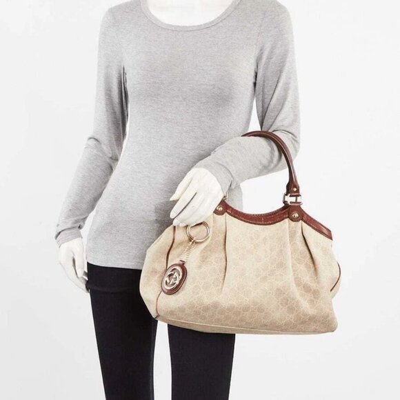 Gucci Beige/Brown GG Canvas Medium Sukey Tote Bag - Picture 2 of 12